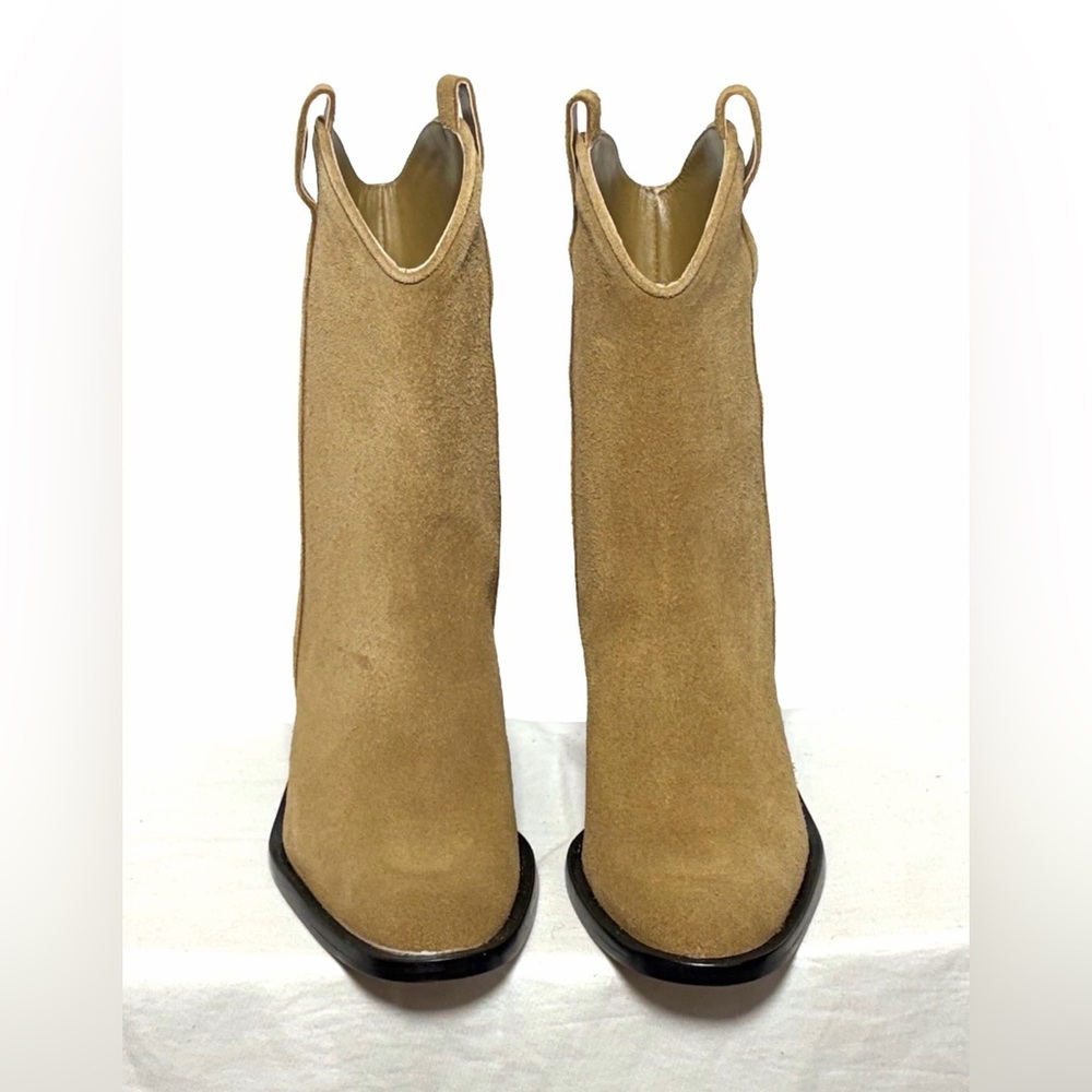 NIB Everlane The Outlaw Boot in Sand Suede, Mid-Calf, Heeled Western Boots, 6 - Picture 4 of 15